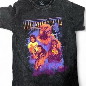 Wrestlemania Women’s Vintage Wash Retro Tee Large Rowdy The Snake Bret Hart